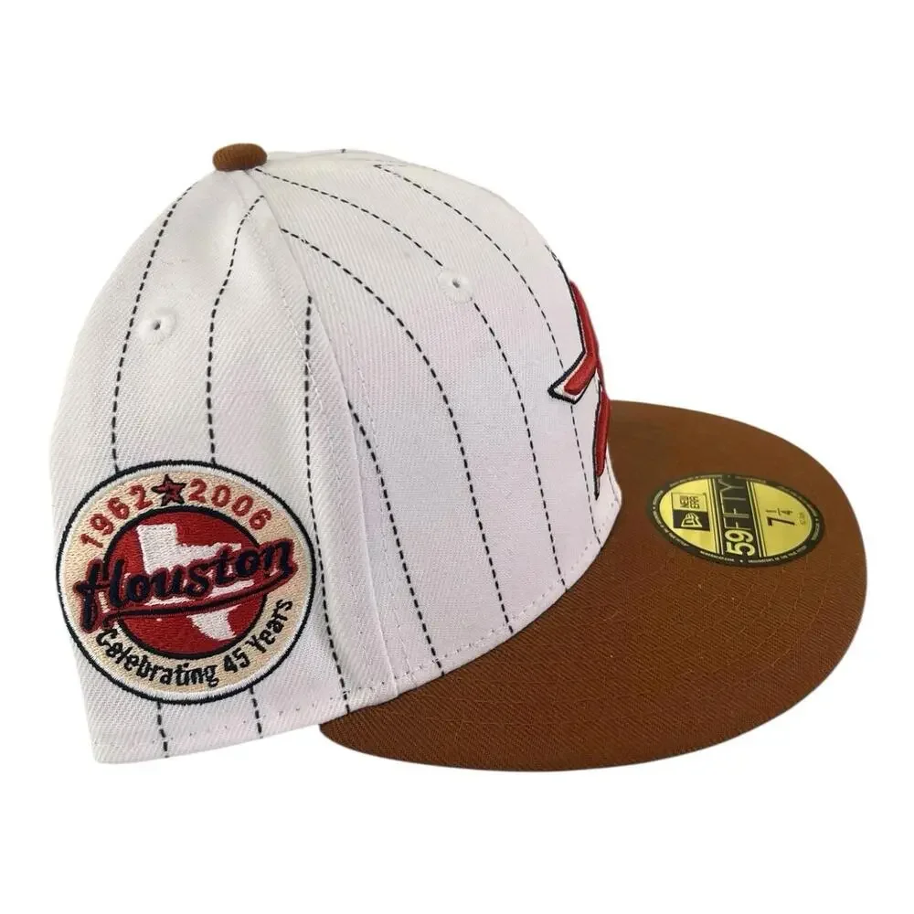 Houston Astros Pin Strip Fitted Hat Cap 7 1/4 (45 Years Patch) New Era NWOT